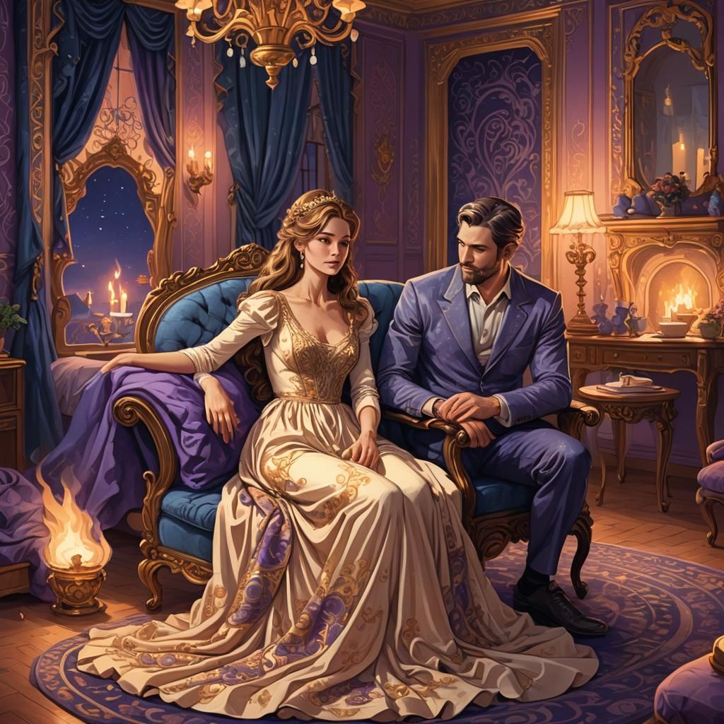 Cozy Bedroom Scene in Flowing Digital Art Style