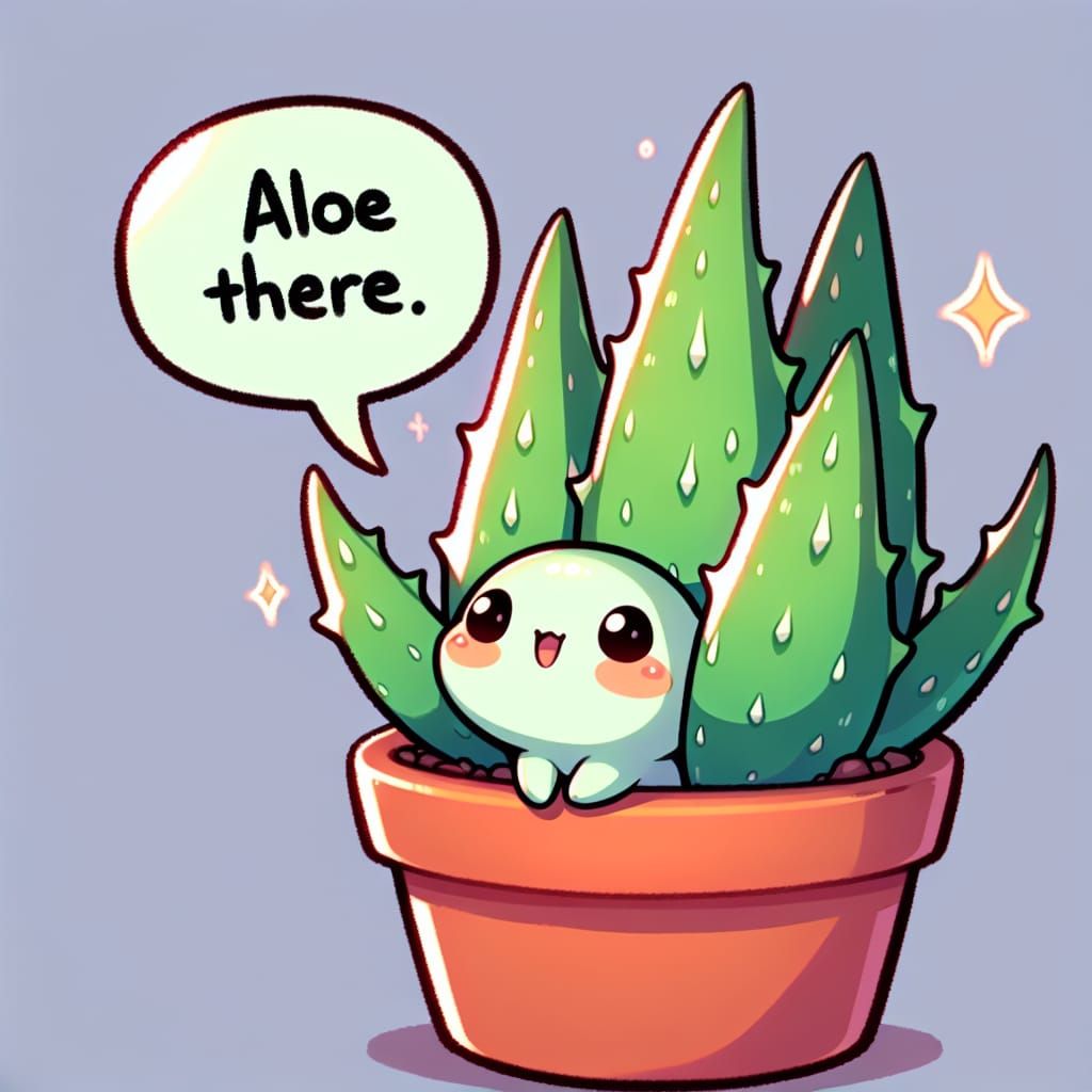Chibi Aloe Vera Plant in Ukiyo-e Style