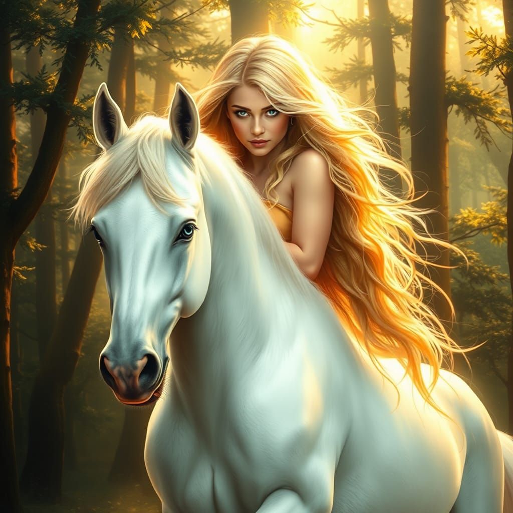 Mystical Woman Centaur in Golden Light