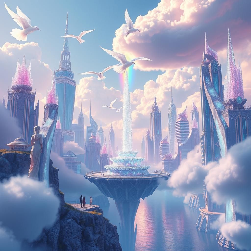Crystal City in the Sky: A Sci-Fi Dreamscape