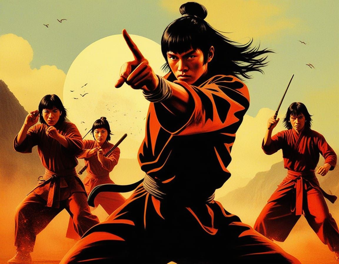 Martial Arts Film Poster in a Retro Aesthetic