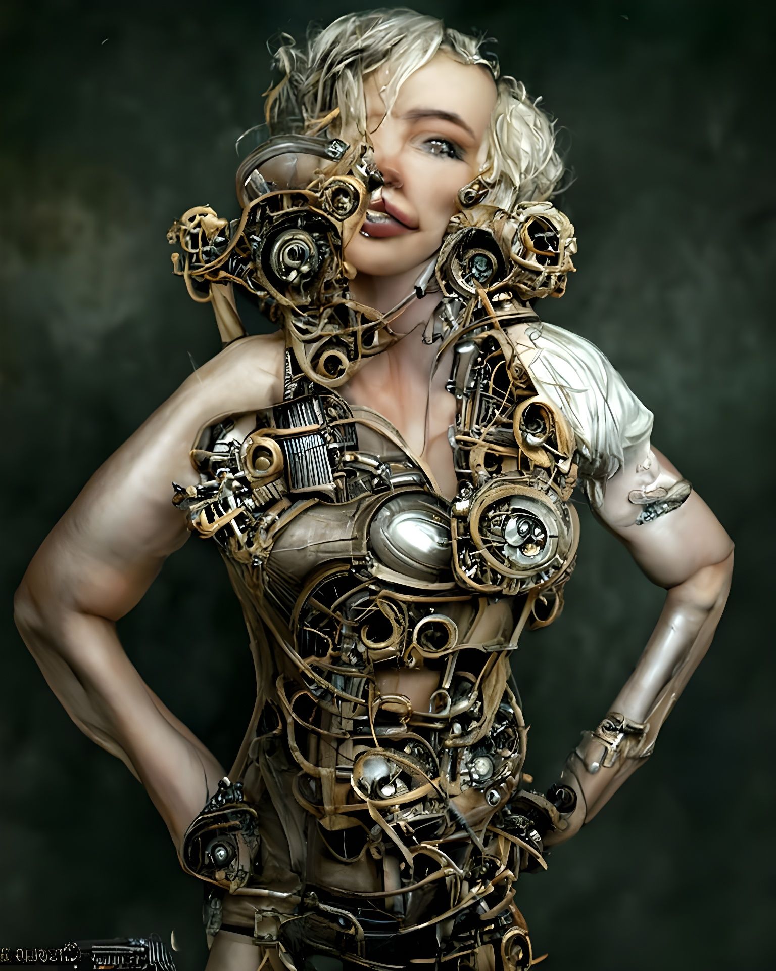 Steampunk Biomechanical Marilyn Monroe in 8K