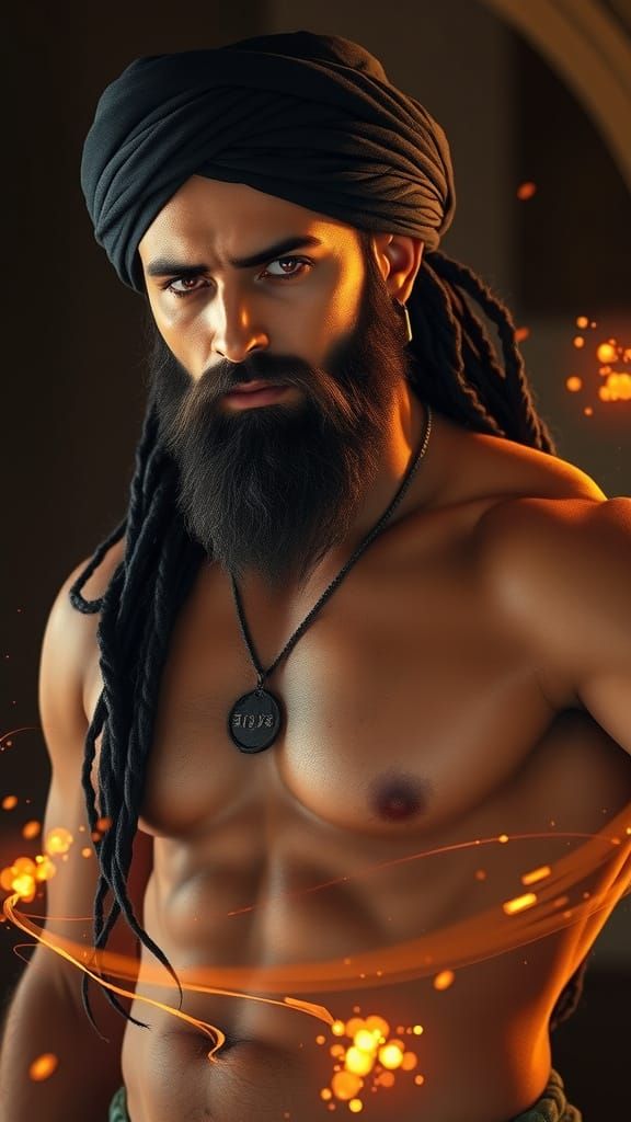 Handsome Djinn Concept Art in Photorealistic Style