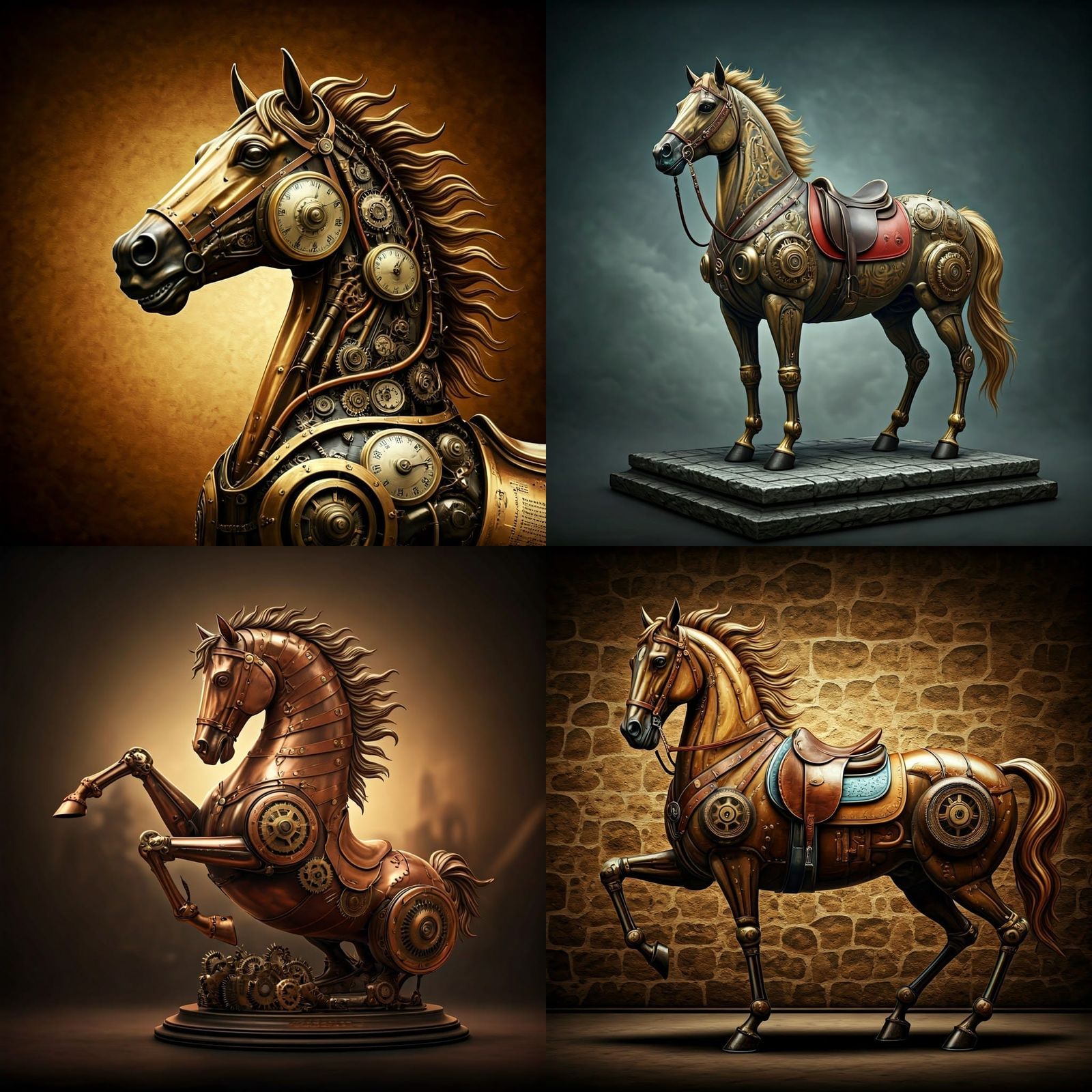Elegant Steampunk Horse Statue