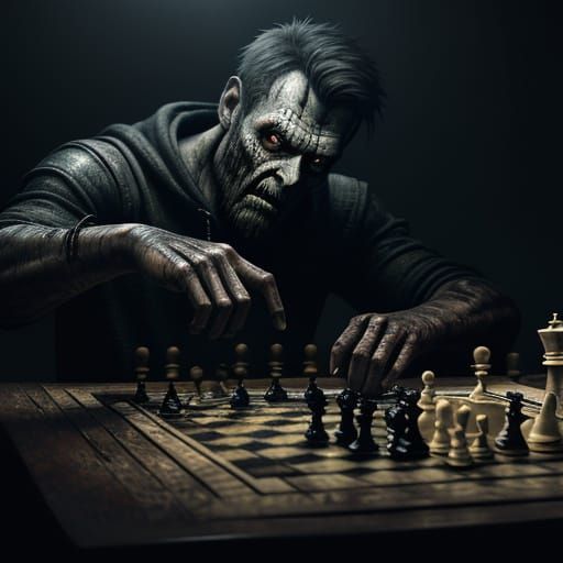 Zombies Play Chess in Hyper-Realistic Digital Art
