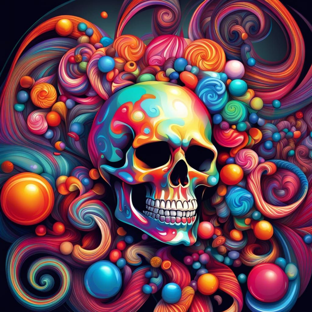 Surreal Skulls Dangle from Candyland Wreaths in a Whimsical ...