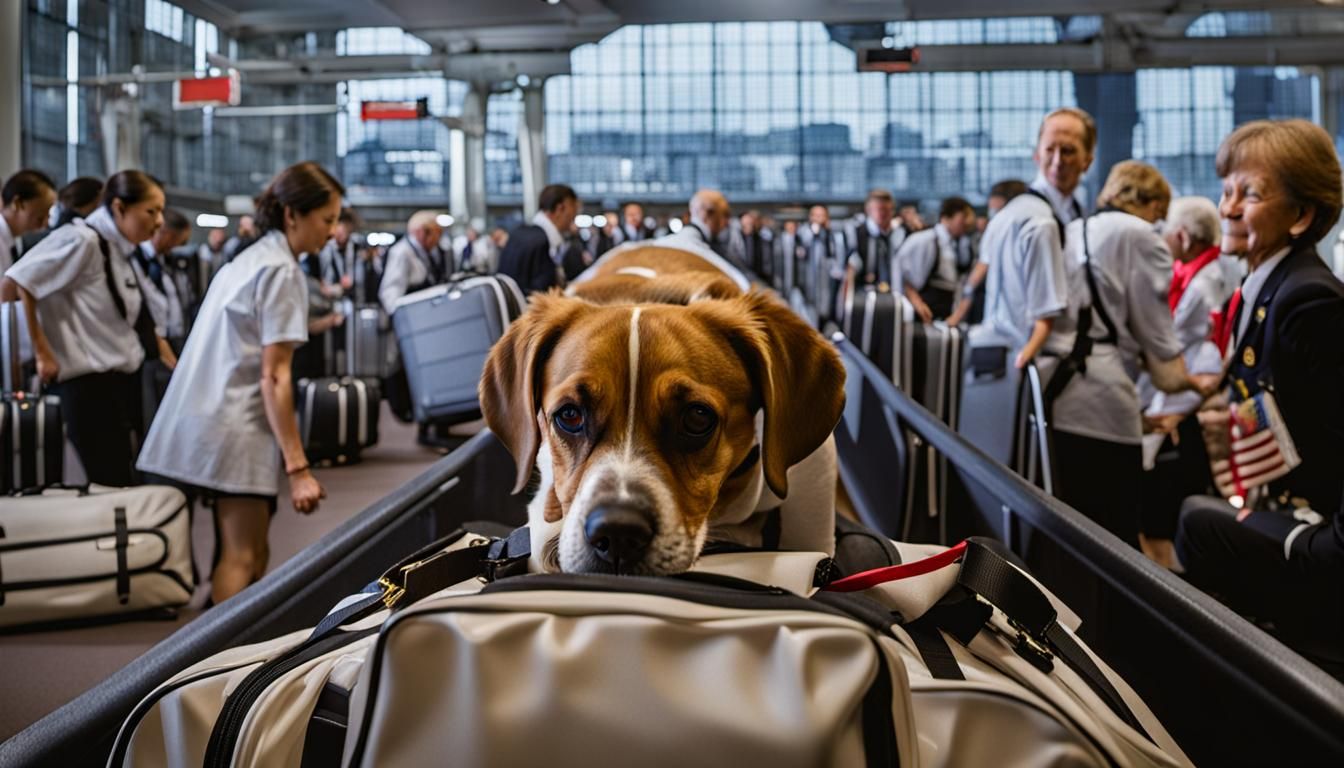 Loyal Canine Sniffer Dog Inspects Suitcase in a Focused Mann...