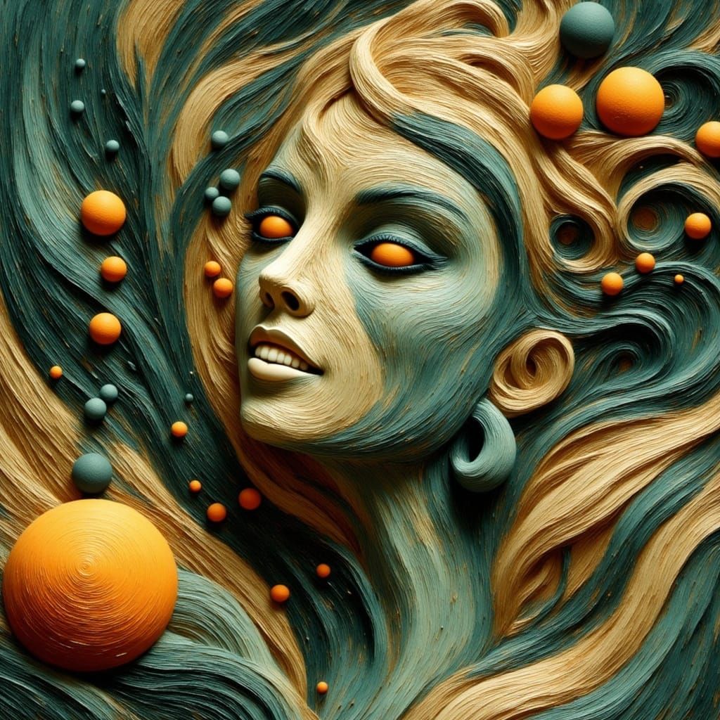 Surreal Gothic Woman: Black, White and Green AI Art