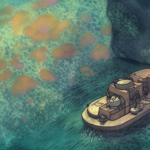 Underwater Submarine Exploration: Plein Air Watercolor