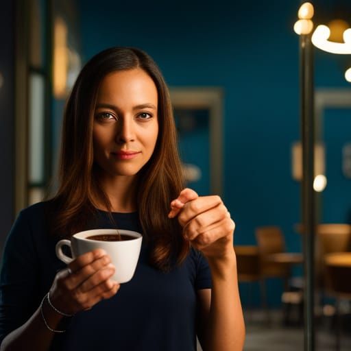 London Night Cafe: Photorealistic Coffeehouse Portrait