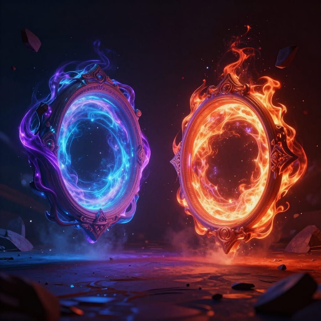 Glowing Cosmic and Fiery Portals in Volumetric Light