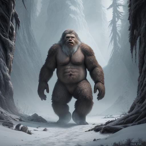 Whimsical Bigfoot: Mythical Creature Concept Art