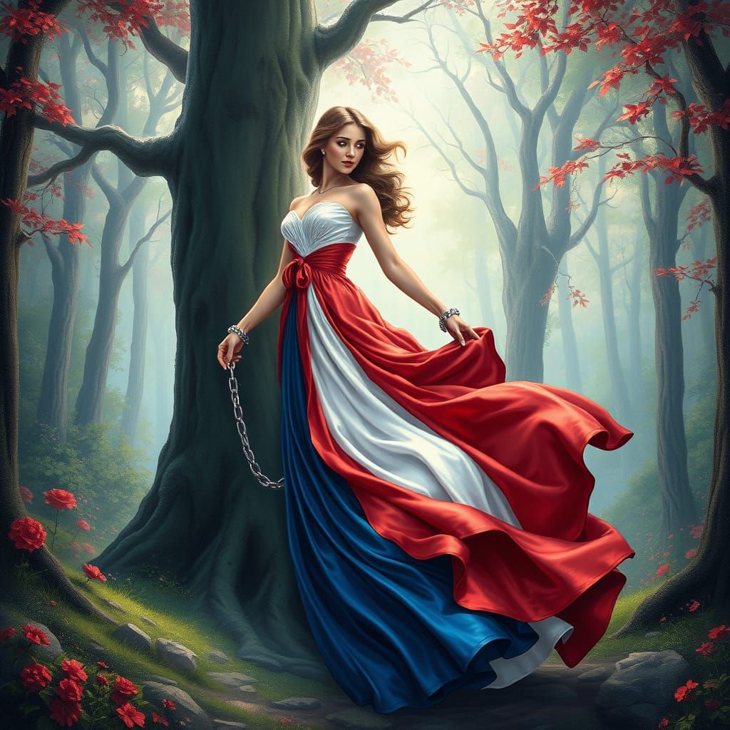 Ethereal Woman Escapes Storybook in Fantasy Forest