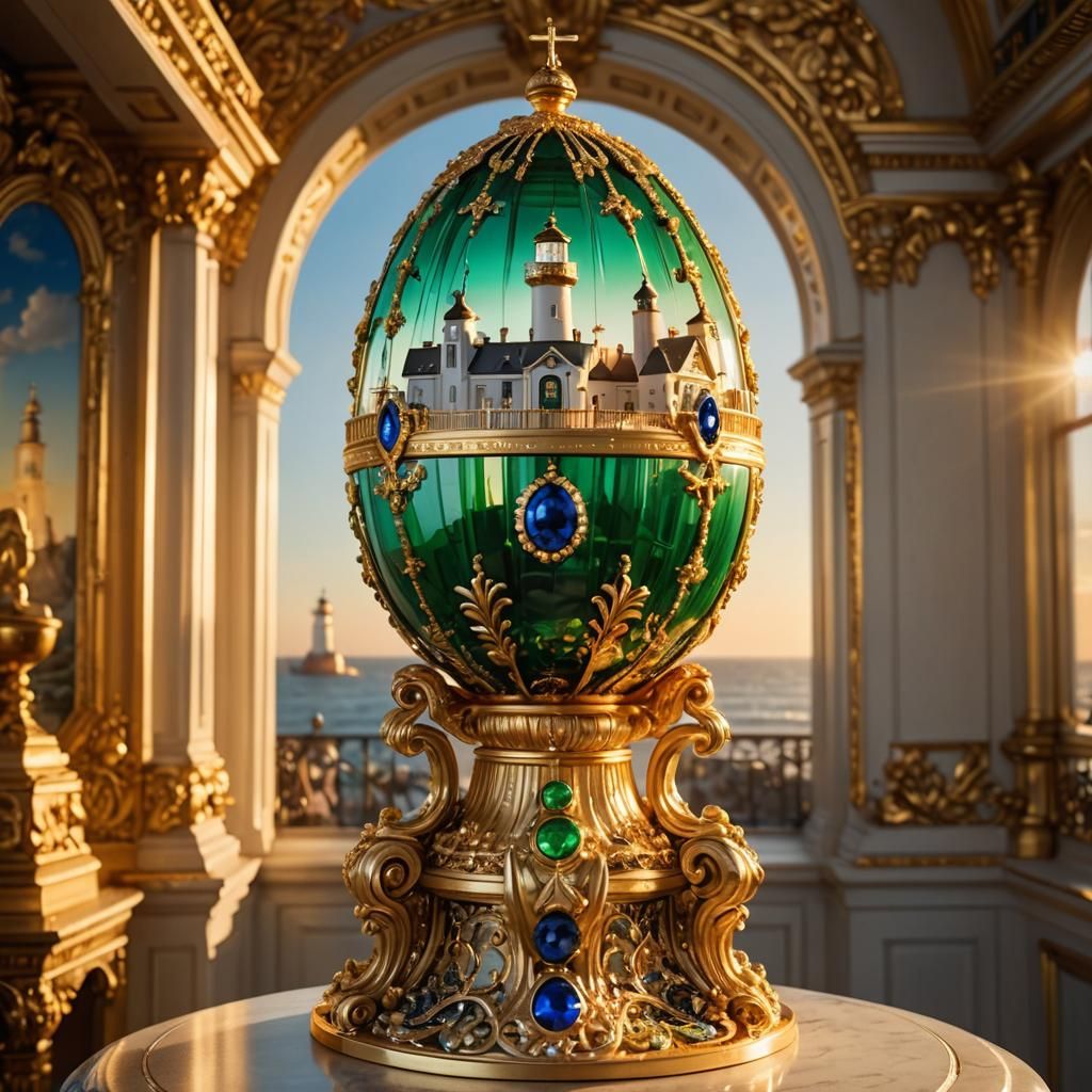 Lighthouse in Fabergé Egg: Ornate Baroque Art