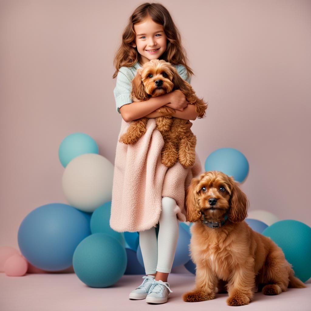 Cinematic Portrait of a Girl with Grover Toy and Cavoodle Do...