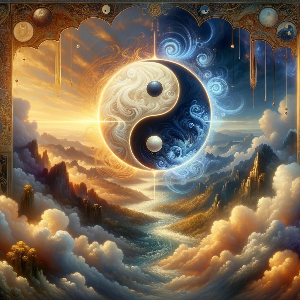Yin and Yang in Art Nouveau Style