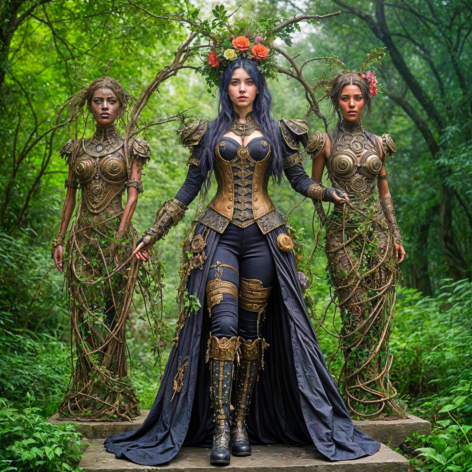 Steampunk Shinigami in Mystical Forest