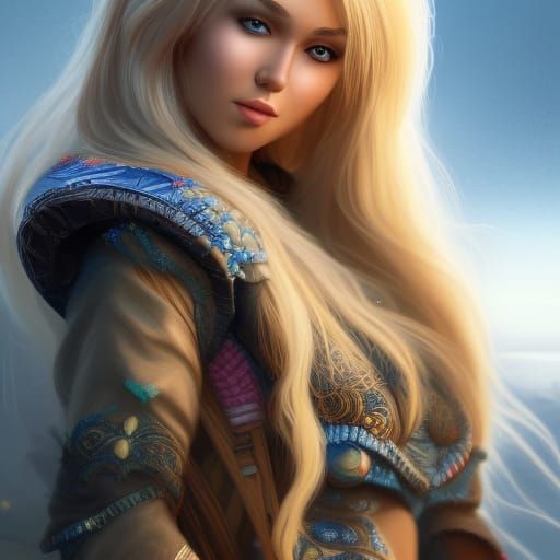 Detailed Matte Painting of a Blonde Woman