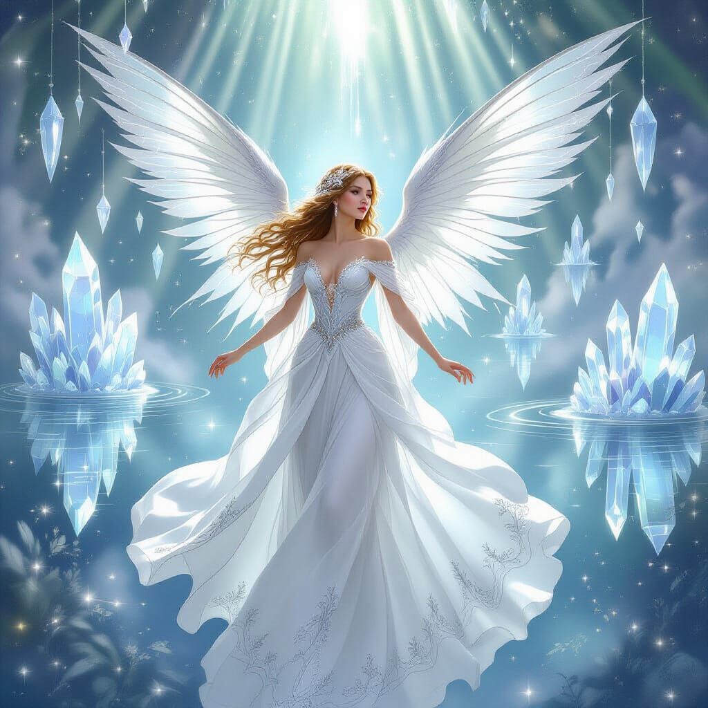 Ethereal Magical Princess with Crystal Wings in Art Nouveau ...