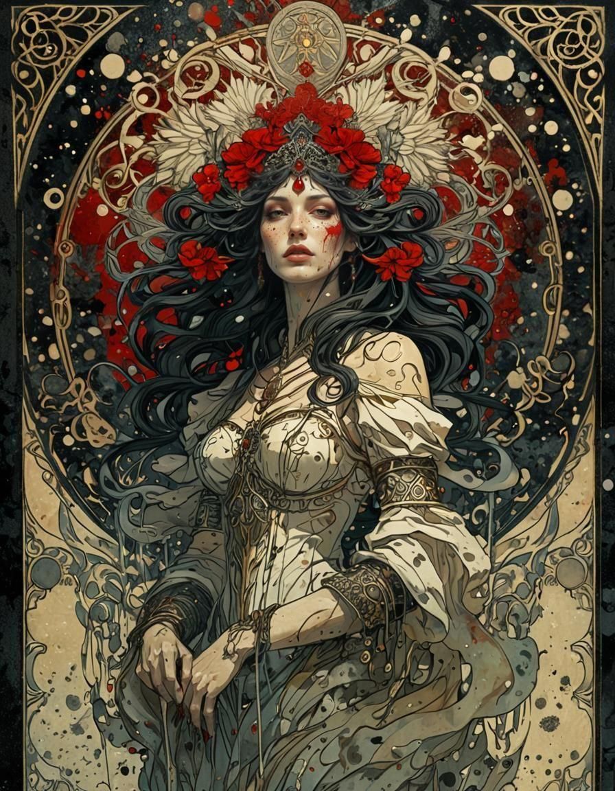 Psychedelic Art Nouveau Goddess of War