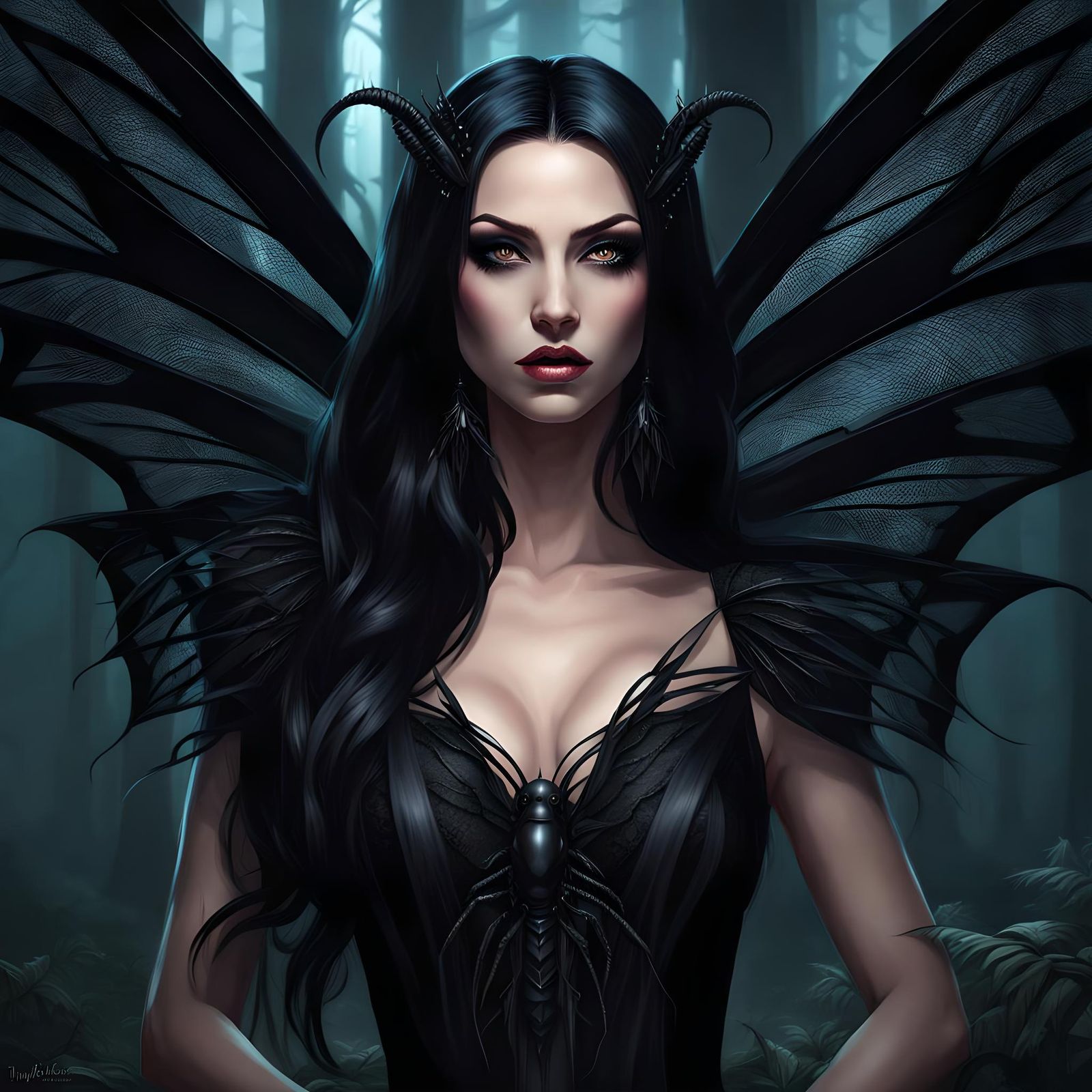Gothic Fairy Portrait in Sinister Forest