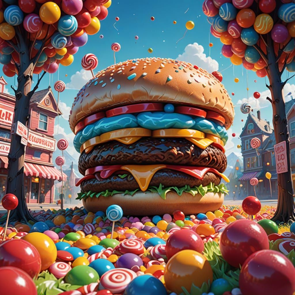 Sugary Billboard in Whimsical Candyland Landscape