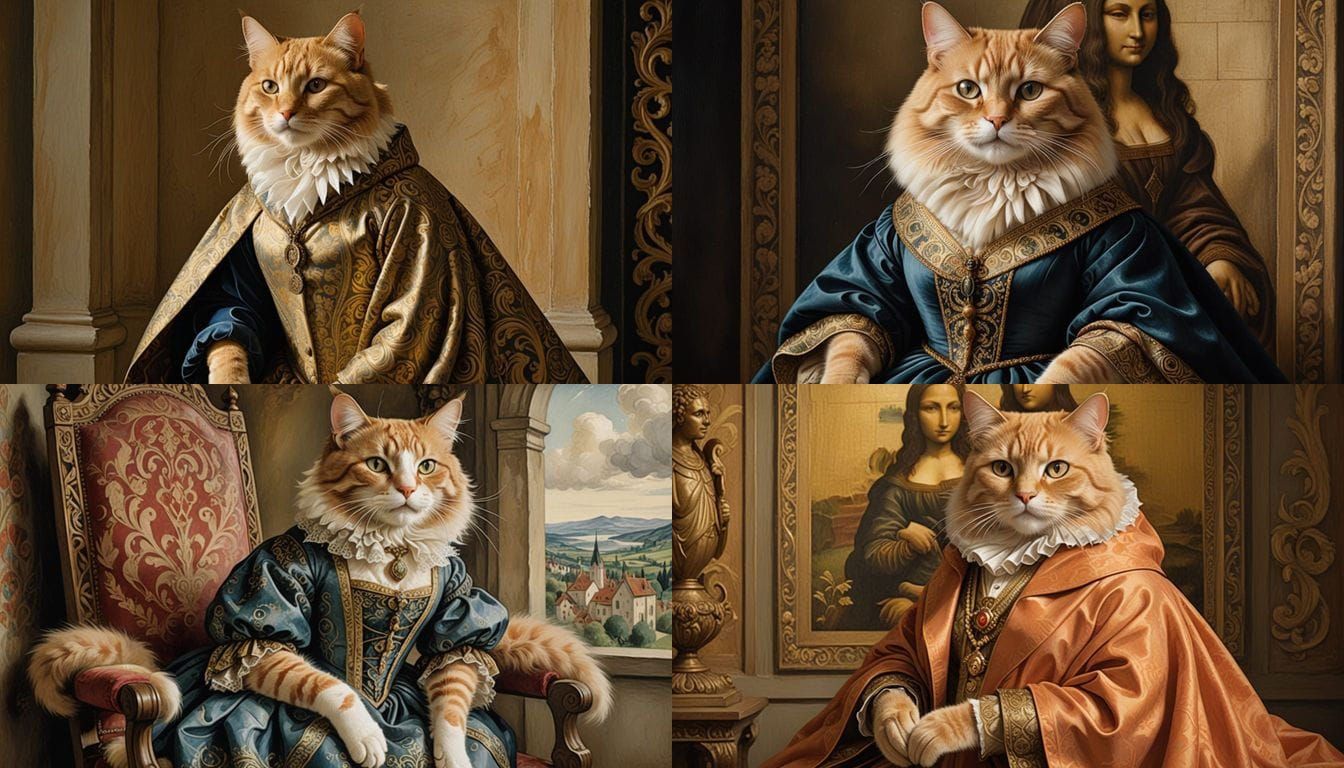 Mona Lisa Cat in Renaissance Art Style