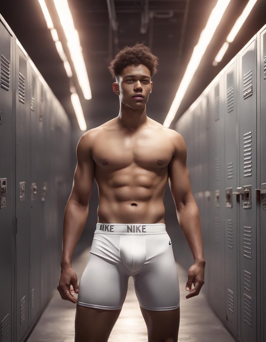 Young Man in Underwear: Detailed Matte Painting