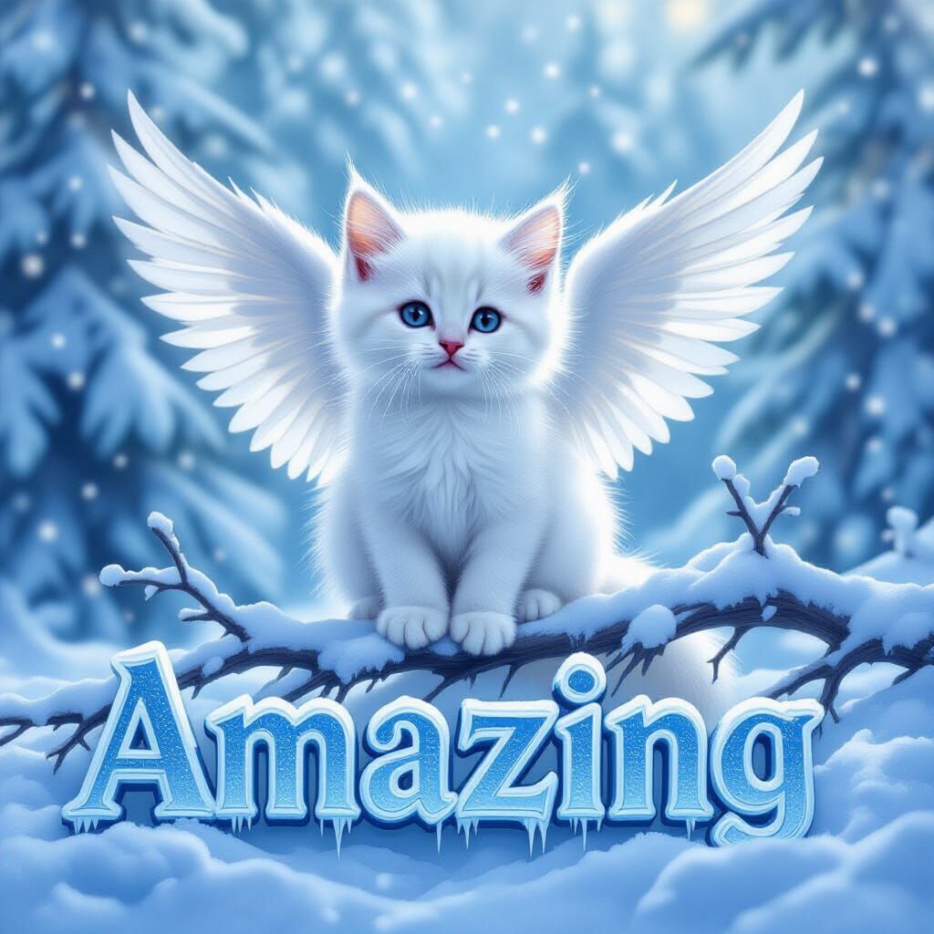 Text that says "AMAZING" written in an icy frosted glass fon...