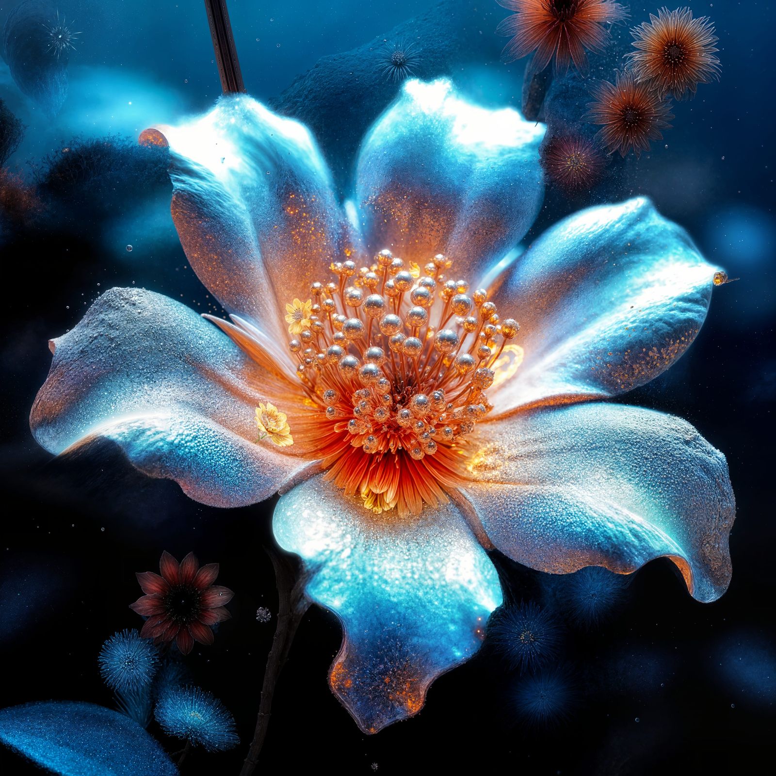 Silver Flower with Iron Pollen: Detailed Matte Painting