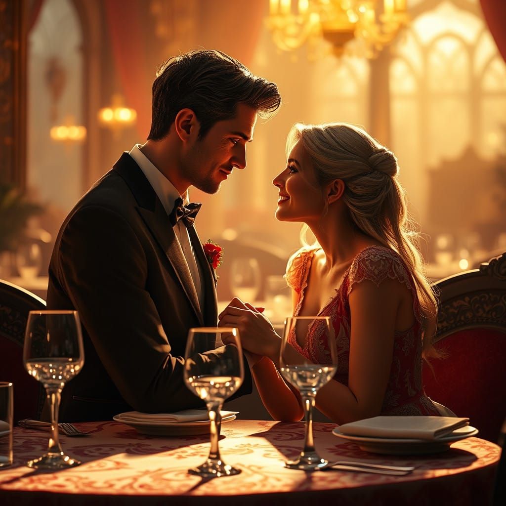 Intimate Proposal Moment in Luxury Restaurant