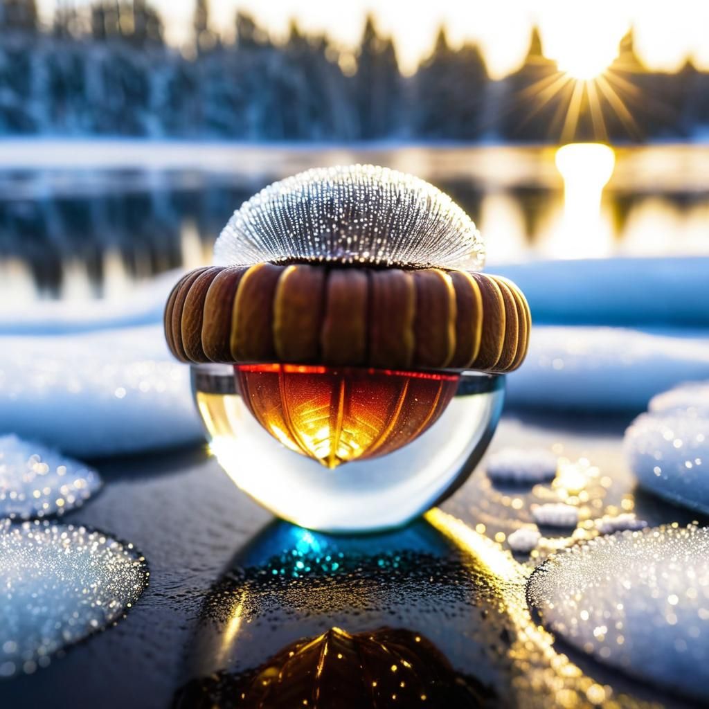 Frozen Acorn on a Frozen Lake