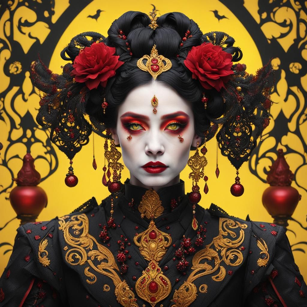 Striking Woman with Red Eyes, Fantasy Concept Art
