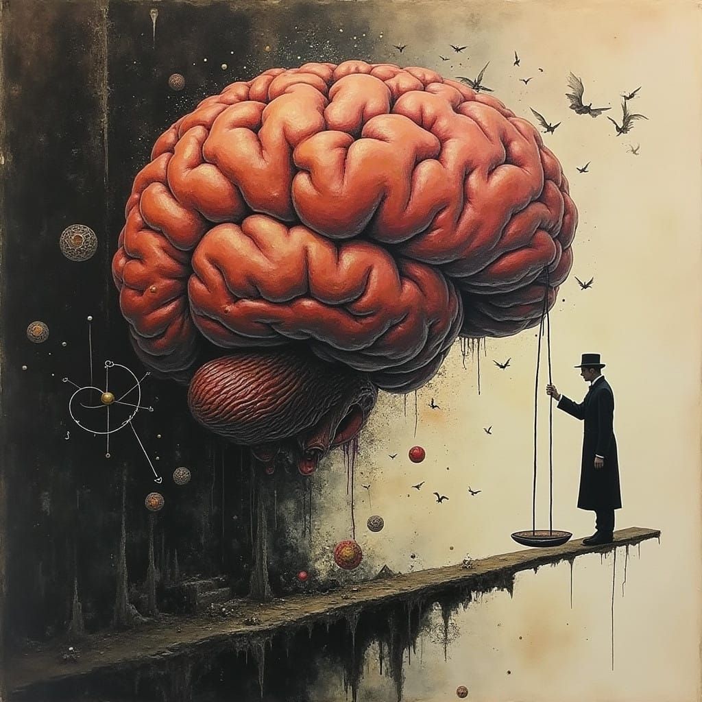 poised on the precipice of reason and madness