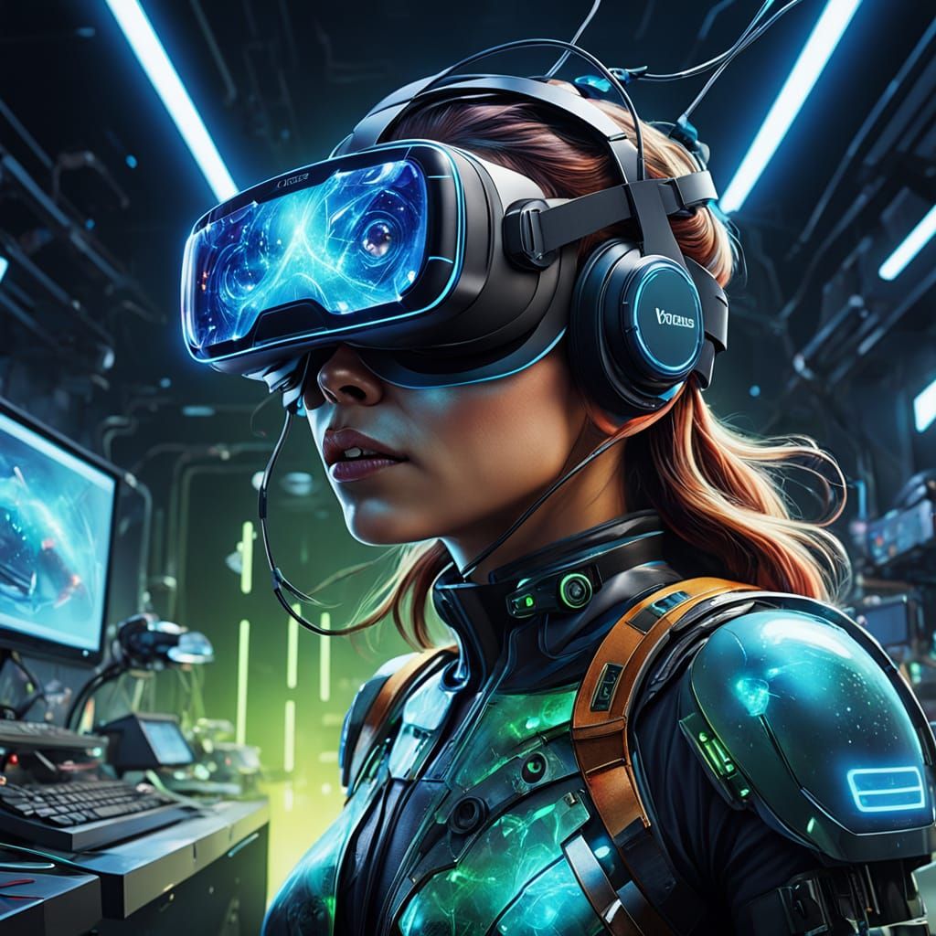 Frog in VR Headset in Futuristic Lab