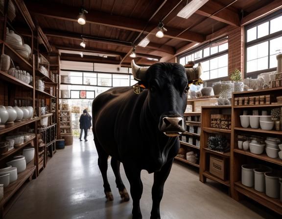 Bull's Chaotic Visit to Pottery Shop
