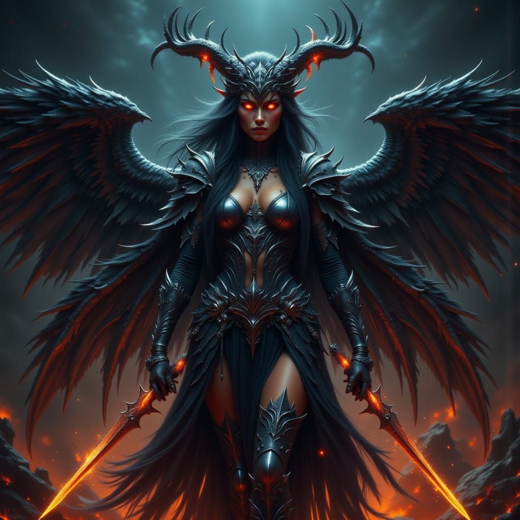 Dragon Warrior in Gothic Armor, Dramatic Lighting