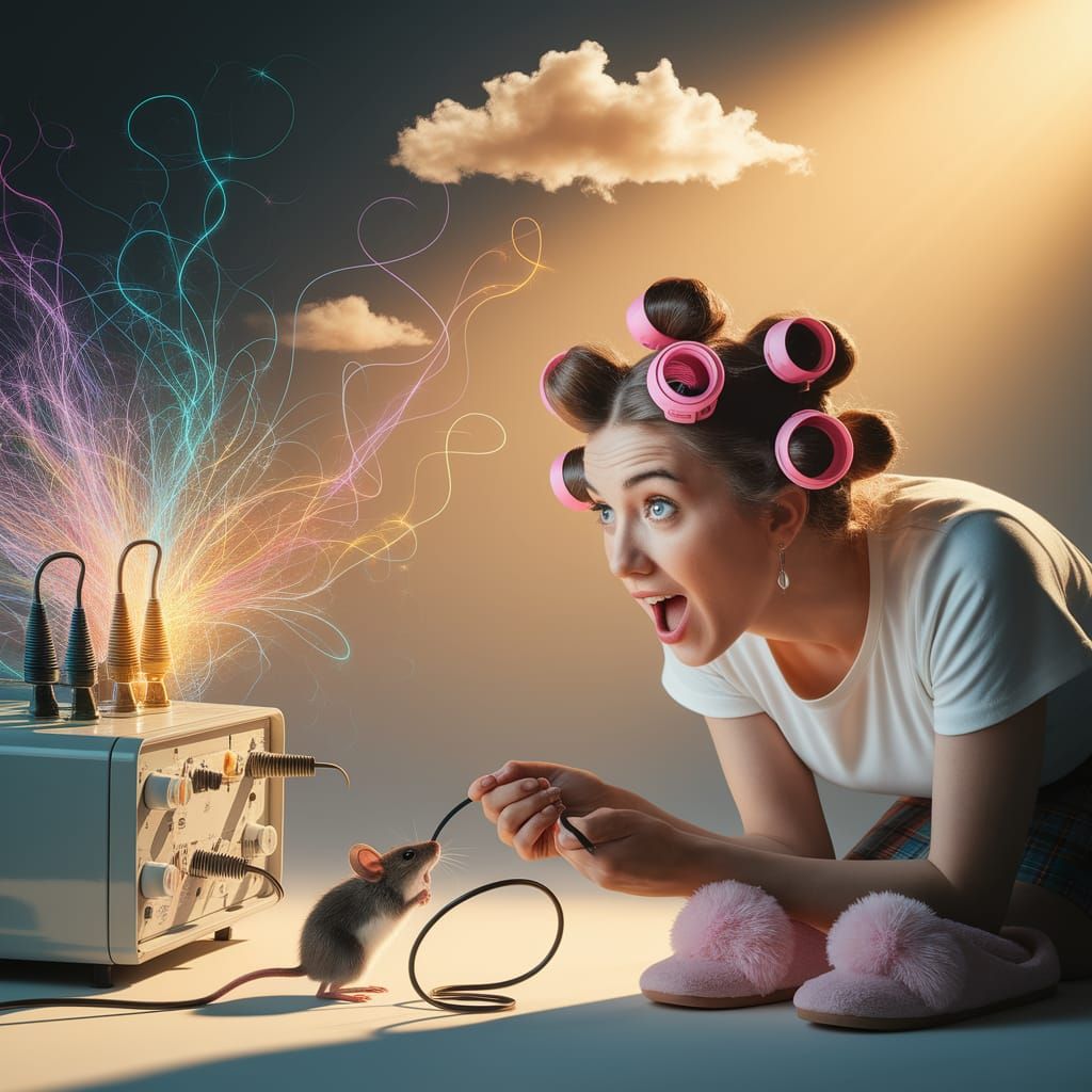 Mouse Mayhem: A Surprising Scene in Golden Light