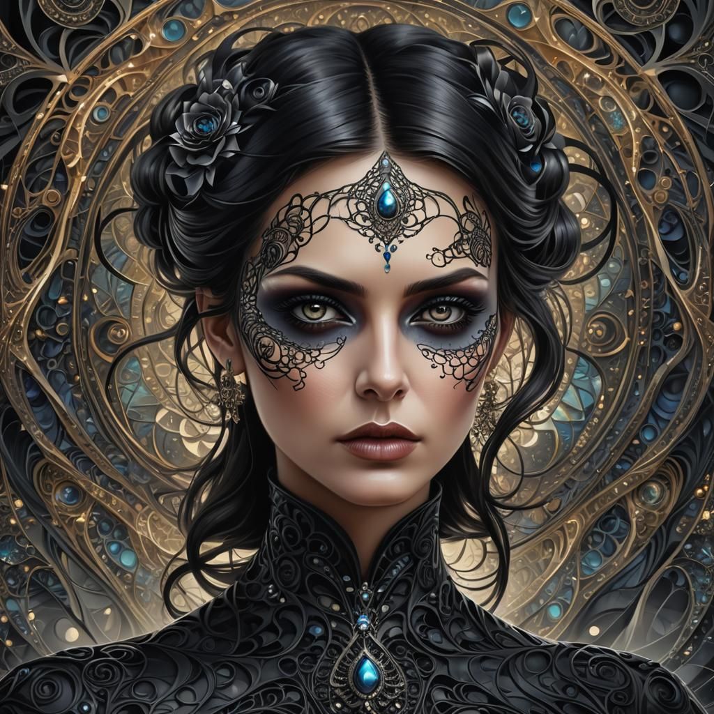 Fractal Portrait of a Gothic Woman in Digital Art