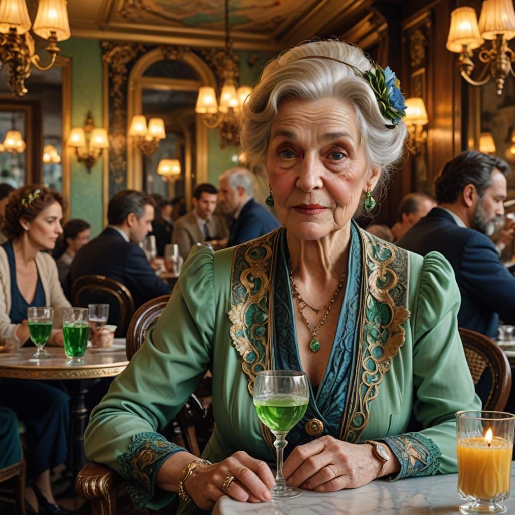 Elegant Parisian Café Scene in Impressionist Style