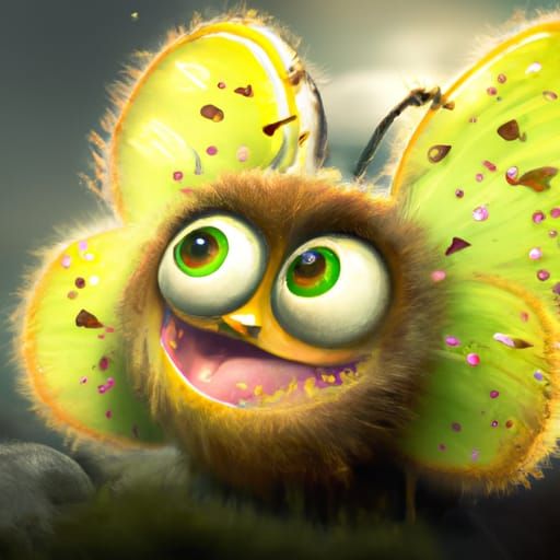 Adorable Furry Creature with Butterfly Wings