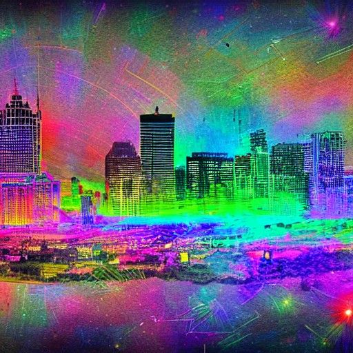 Des Moines Skyline in Astral Illustration
