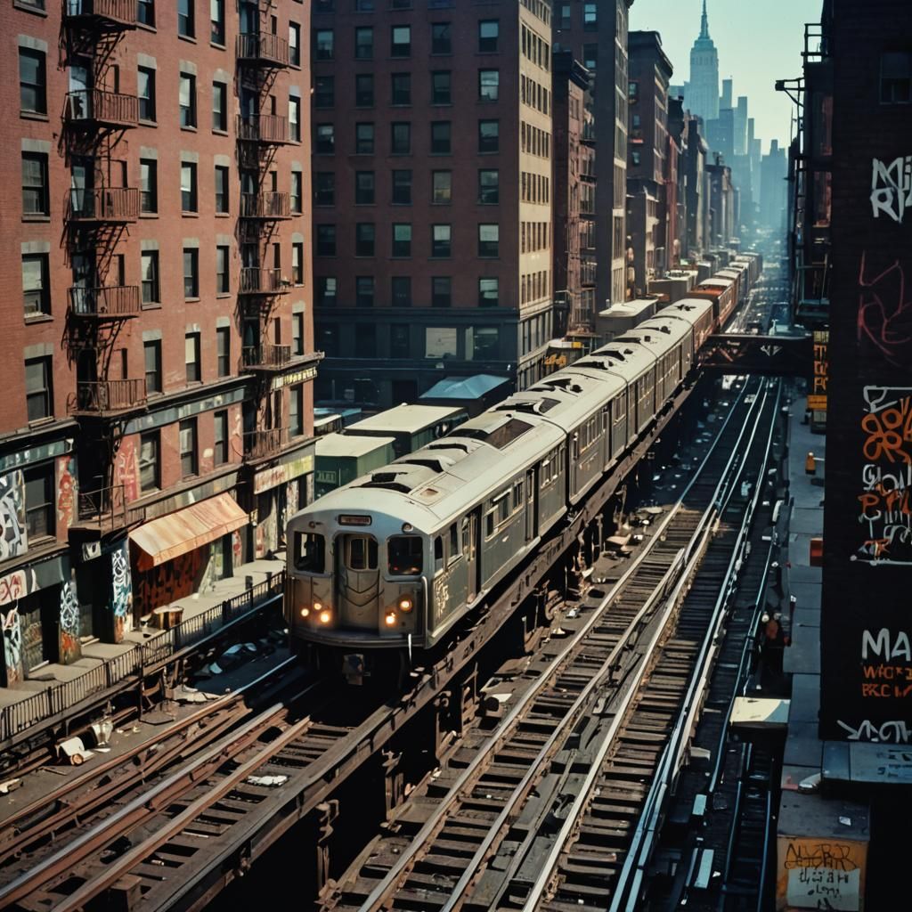 1960s New York City with Elevated Train
