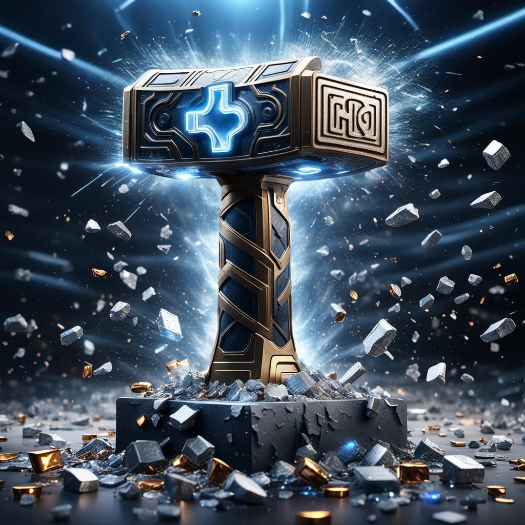 Mjolnir Shatters Social Media Logos: 3D Render