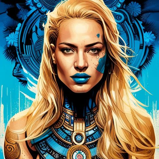 Egyptian Goddess Supermodel in Hyperrealistic Splash Art