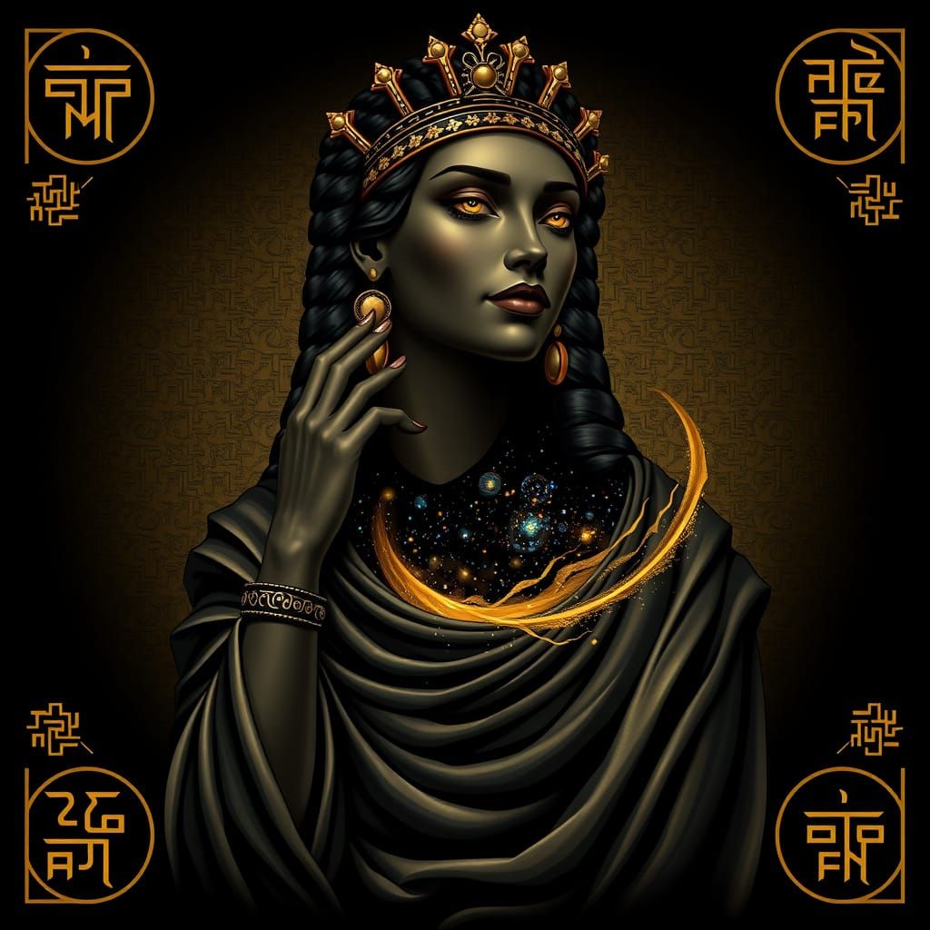 Babylonian Goddess Tiamat Reigns Supreme in Golden Splendor