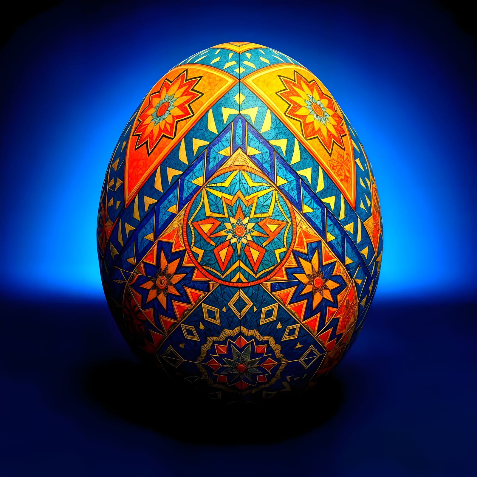 Abstract Geometrical Easter Egg in Vibrant African Style