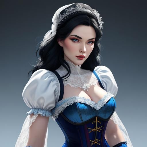 Hyperrealistic Snow White in Blue Corset