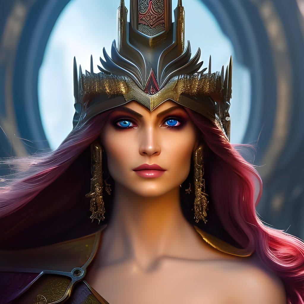 Beautiful Elven Queen at the Helm of her Mighty Space Ship