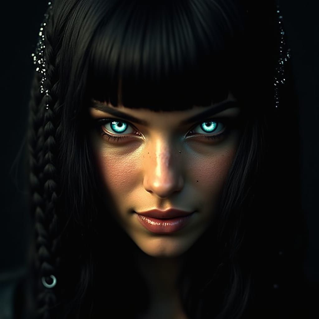 Mysterious Egyptian Bob Hairstyle with Ethereal Glow